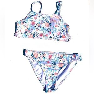 Roxy Girls Bikini. Size 16. White with flowers.